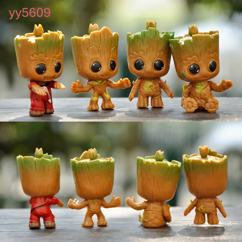 YY5609 4'lü Marvel Groot Biblo Mumluk Silikon Kalıp – Marvel Temalı Şık ve Eğlenceli Dekoratif Hediye!